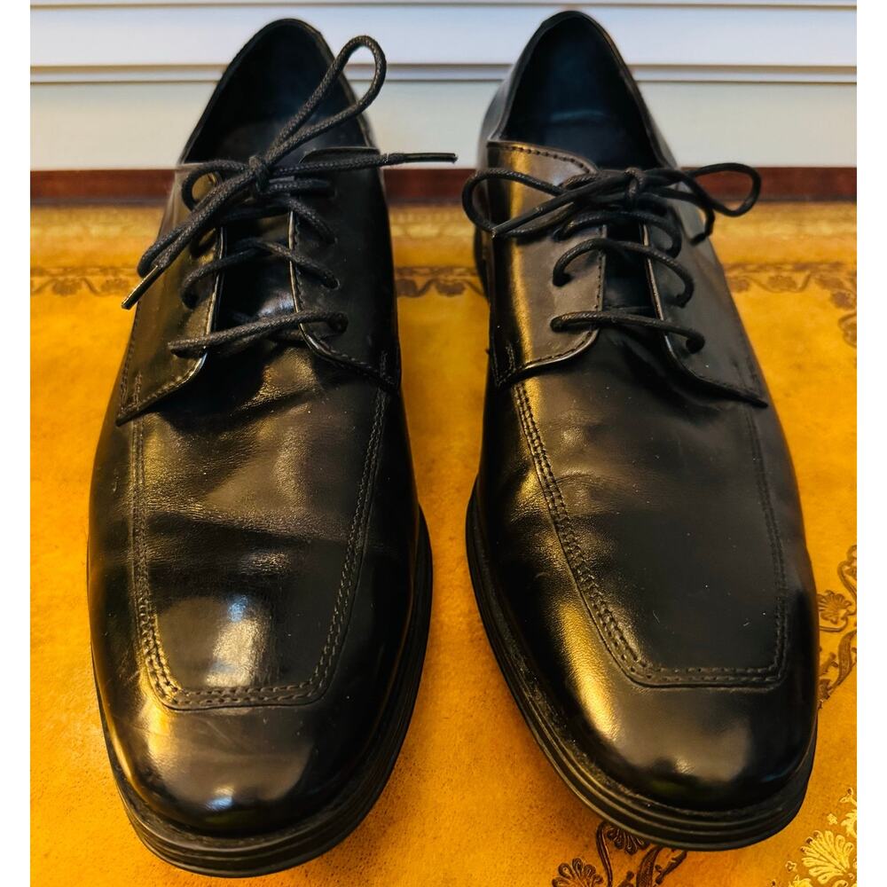 Cole Haan Nike Air Mens Black Leather Adams Oxford Apron Toe Derby Shoes 7.5 NEW